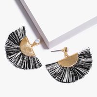 Womens Fan-shaped Rhinestone Alloy Tassel Soaring Earrings Nhas121051 sku image 5