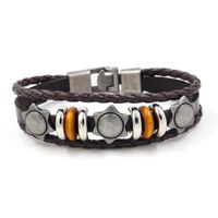 D'une Seule Pièce Dropshipping Nouveau Bracelet En Cuir À La Mode Hommes De Personnalité Multi-couche Tissé À La Main Bijoux Rétro Bracelet Croix-frontière E-commerce Fournir main image 4