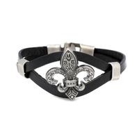 Mens Floral Studded  Original Vintage Cross Flowerleather Bracelet Nhhm121395 main image 2