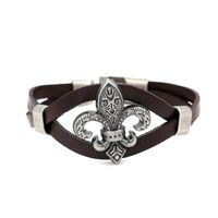 Mens Floral Studded  Original Vintage Cross Flowerleather Bracelet Nhhm121395 main image 3