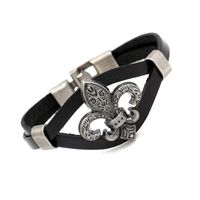 Original Retro Legierung Kreuzblume Europäisches Und Amerikanisches Leder Armband Persönlichkeit Punk Rindsleder Armband Jungen Schmuck Quelle main image 4