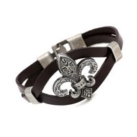 Mens Floral Studded  Original Vintage Cross Flowerleather Bracelet Nhhm121395 main image 5