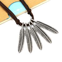 Unisex Leaf  Vintage Fashion Punk Cowhide Feather Alloy Necklaces Nhhm121424 main image 3