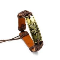 Unisex Leaf Braided Alloy Maple Leaf Vintage Cowhide Leather Bracelet Nhhm121431 main image 5