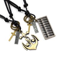 Mens Geometric Plating Vintage Alloy Abacus Leather  Necklaces Nhhm121447 main image 1