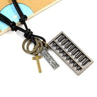 Mens Geometric Plating Vintage Alloy Abacus Leather  Necklaces Nhhm121447 main image 5