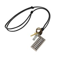 Mens Geometric Plating Vintage Alloy Abacus Leather  Necklaces Nhhm121447 main image 6