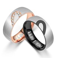 Couple Heart Shaped Half Peach Heart Couple  Stainless Steel Rings Nhtp121497 main image 1