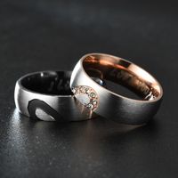 Couple Heart Shaped Half Peach Heart Couple  Stainless Steel Rings Nhtp121497 main image 5