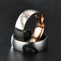 Couple Heart Shaped Half Peach Heart Couple  Stainless Steel Rings Nhtp121497 main image 6