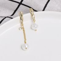 21923 Jujia Koreanische Perlen Ohrringe Ohrringe Weibliche Einfache Temperament Ohrringe Retro-stil Quaste Asymmetrische Ohrringe main image 3