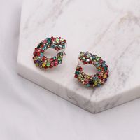 Fashion C Shape Diamond Alloy Artificial Gemstones Earrings Ear Studs main image 5