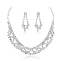 Nouvelle Européen Et Américain De Mode Chic Diamant De Mariée Ensemble Collier Spot Deux-pièce Boucles D'oreilles Ventes Directes D'usine main image 7