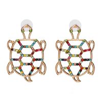 Womens Turtle Retro Openwork Rhinestone Tortoise Alloy Earrings Nhjj121622 main image 7