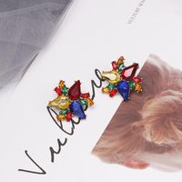 52011 Koreanische Version Des Eleganten Temperaments Farbe Diamant Ohrringe Ohrringe Abendkleid Mit Sechseckiger Ohrringe Direkt Vertrieb main image 1