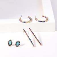 Womens Round Alloy Color Rhinestone Earrings Nhnz122139 main image 5