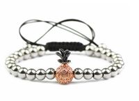 Europäischer Und Amerikanischer Schmuck Express Verkauf Von Mikro-eingelegtem Zirkon-ananas-armband Kupfer Perlen Gewebtes Armband Woven Bracelet main image 3