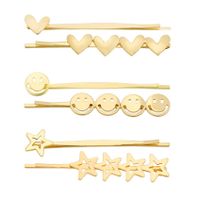 Simple Metal Smiley Face Clip Heart-shaped Five-pointed Star Hairpin Nhhn122595 main image 1