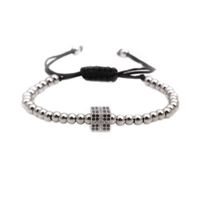 Européen Et Américain Bijoux Micro Incrusté Zircon Croix Carré Bracelet De Cuivre Perle Perlée Armure Bracelet... sku image 1