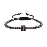 Européen Et Américain Bijoux Micro Incrusté Zircon Croix Carré Bracelet De Cuivre Perle Perlée Armure Bracelet... sku image 4