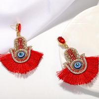 Womens Fashion Rhinestone Small Eyes Tassel Geometric Earrings Nhjq122692 main image 3