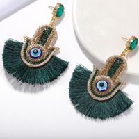 Womens Fashion Rhinestone Small Eyes Tassel Geometric Earrings Nhjq122692 main image 4