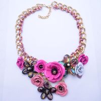 Womens Floral Inlay Imitated Crystal Alloy Flower Necklaces Nhjq122807 main image 1