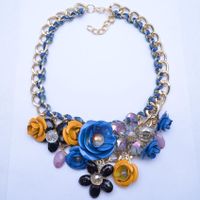Womens Floral Inlay Imitated Crystal Alloy Flower Necklaces Nhjq122807 main image 3
