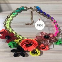 Womens Floral Inlay Imitated Crystal Alloy Flower Necklaces Nhjq122807 main image 4