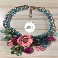 Womens Floral Inlay Imitated Crystal Alloy Flower Necklaces Nhjq122807 main image 5