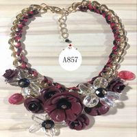 Womens Floral Inlay Imitated Crystal Alloy Flower Necklaces Nhjq122807 main image 8