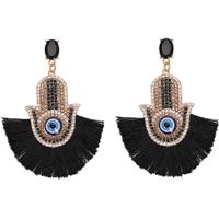 Womens Fashion Rhinestone Small Eyes Tassel Geometric Earrings Nhjq122692 sku image 4