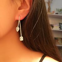 Internet Influenceur Longue Asymétrique Gland Types A Et B Boucles D'oreilles Pour Femmes Fashionmonger Simple Boucles D'oreilles Longues Boucles D'oreilles Zircon Sterling Argent Aiguille main image 3