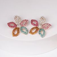 Womens Floral Rhinestone Alloy Earrings Nhjj122917 main image 2