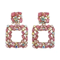 Womens Geometric Rhinestone Alloy Earrings Nhjq122949 sku image 2