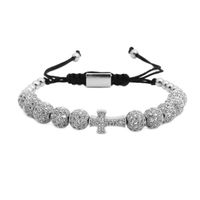Europäischer Und Amerikanischer Schmuck Express Verkauf Von Mikro-eingelegtem Zirkon-kreuz-armband Kupfer Perlen Gewebtes Armband Woven Bracelet sku image 1
