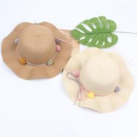 Enfants Chapeau De Femmes D'été Plage Balnéaire Vacances Style Pliable Chapeau De Paille Coréen Style Mignon Fleurs Vague Bord Chapeau De Soleil main image 3