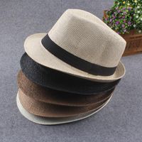 Coréenne Style Jazz Top Chapeau Couple Chapeau De Paille Hommes Et Femmes Soleil-preuve Chapeau De Paille Chapeau Vacances De Messieurs Soleil Chapeau Usine En Gros main image 6