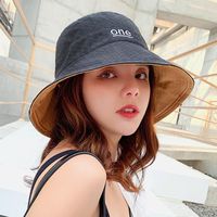 Style Japonais Doux Fille Seau Chapeau Femelle Lettres Frais Littéraire Fan Étudiant Réversible Chapeau Pliable Soleil-preuve Bassin Chapeau main image 3