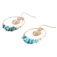 2019 Européen Et Américain New Vintage Boucles D'oreilles Bohème Style Ethnique Turquoise Boucles D'oreilles Personnalité Alliage Shell Oreille main image 4