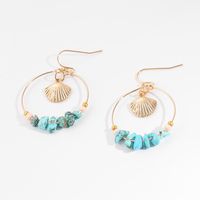 2019 Européen Et Américain New Vintage Boucles D'oreilles Bohème Style Ethnique Turquoise Boucles D'oreilles Personnalité Alliage Shell Oreille main image 6