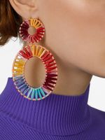 Womens Round Hand-woven Double Circle Alloy Earrings Nhll123869 main image 3