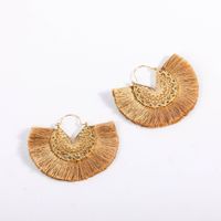 Womens Retro Hollow Alloy Fan Sector Alloy Earrings Nhll123883 main image 4