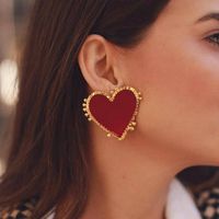 Womens Heart-shaped Metallic Earrings Nhot123714 sku image 1