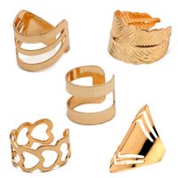 Fashion Leaf Heart Shaped Geometry Plating Alloy Rings Nhgy123979 main image 8