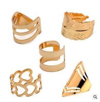 Fashion Leaf Heart Shaped Geometry Plating Alloy Rings Nhgy123979 main image 4