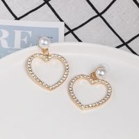 Womens Heart-shaped Rhinestone Alloy Earrings Nhjj124312 main image 3