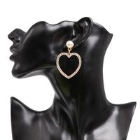 Womens Heart-shaped Rhinestone Alloy Earrings Nhjj124312 main image 5