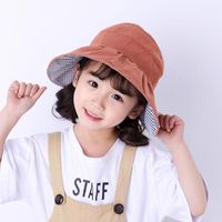 2019 New Sun Protection Pare-soleil Pour Les Garçons Et Filles Style Coréen Solide Couleur Vérifier Pattren Tous-match Casual Soleil-preuve Big Brim Pêcheur Chapeau sku image 5