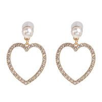 Womens Heart-shaped Rhinestone Alloy Earrings Nhjj124312 sku image 2